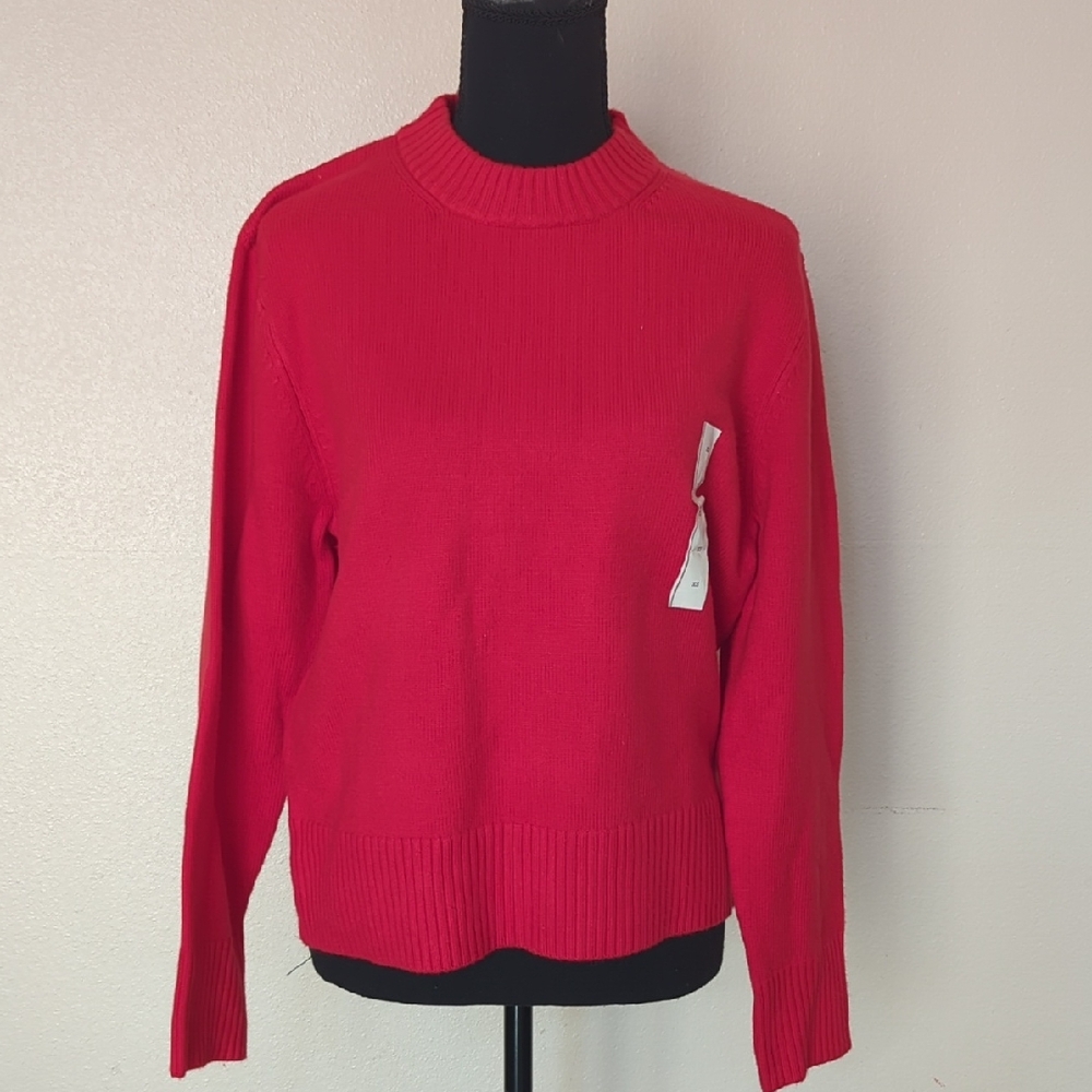 a new day Women's Bold Red Crew Neck Sweater
